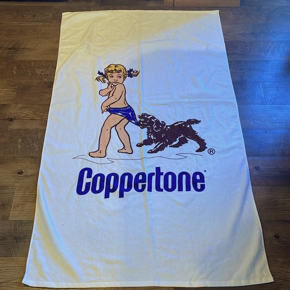 Protowels | Bath | Vintage Coppertone Large Beach Towel Little Girl Dog ...